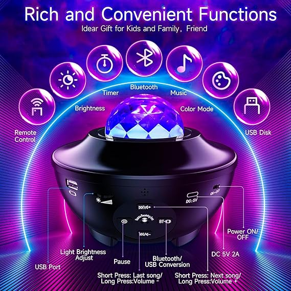 Galaxy Star Projector with Bluetooth Music Speaker