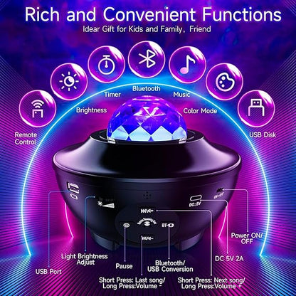 Galaxy Star Projector with Bluetooth Music Speaker
